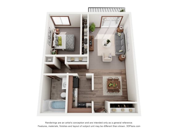Floor Plan  1 Bed Floor Plan at Pheasant Park Apartments, New Hope, MN