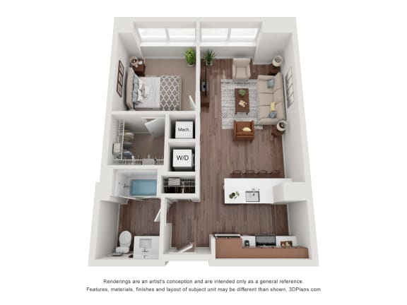 a stylized floor plan of a 1128 sqft