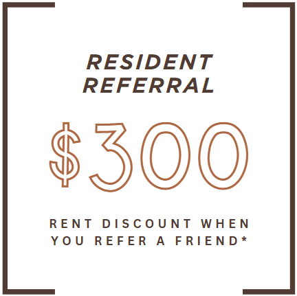 a 100 rent discount when you refer a friend logo