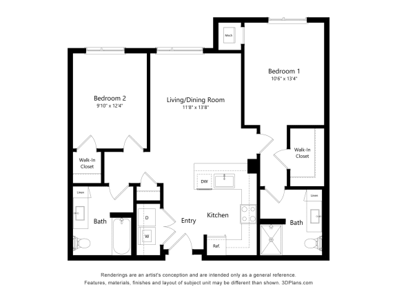 a floor plan of a bedroom floor plan with an open floor plan
