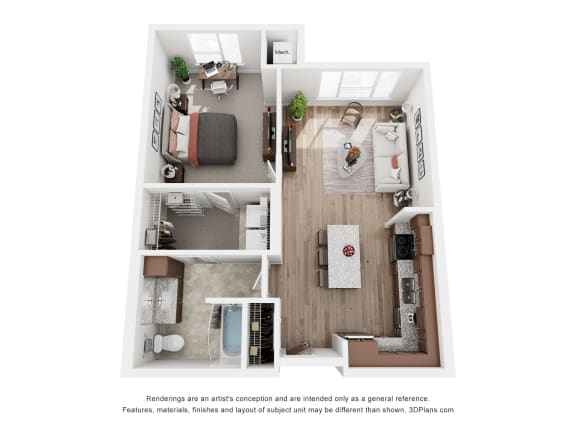 Floor Plan  a stylized floor plan with a bedroom and a living room