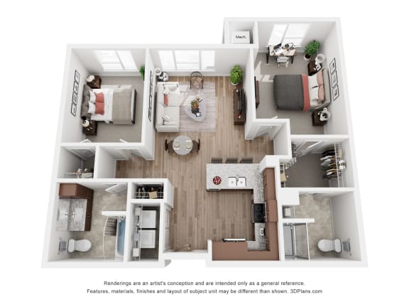 a 3 bedroom floor plan with a bathroom and a living room