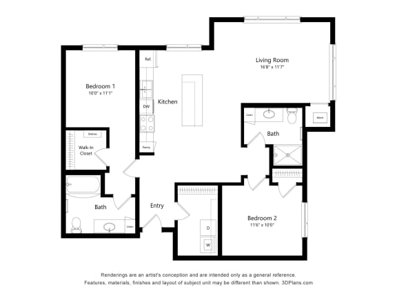 a floor plan of a 1 bedroom floor plan with a bathroom and a living room