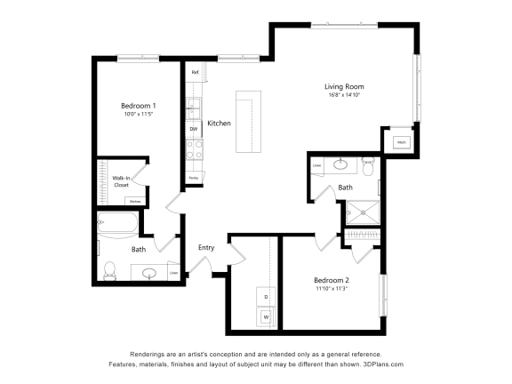 a floor plan of a residence with an open floor plan