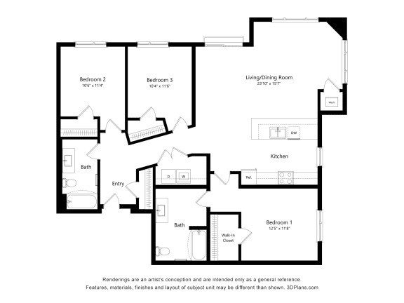 a floor plan of a residence with an open floor plan
