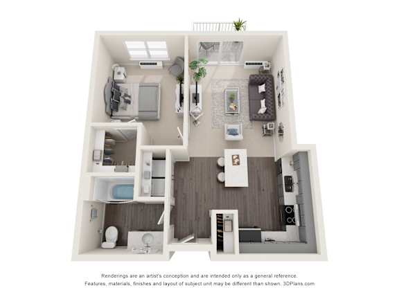 1 bedroom 1 bathroom D at Technology Park Apartments, Rochester