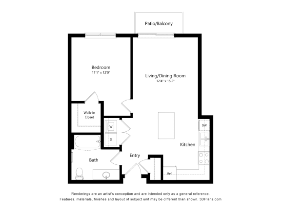 a floor plan of a unit with a bedroom and a living room