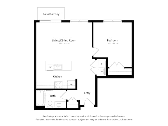 1 bedroom 1 bathroom V at Technology Park Apartments, Rochester, MN