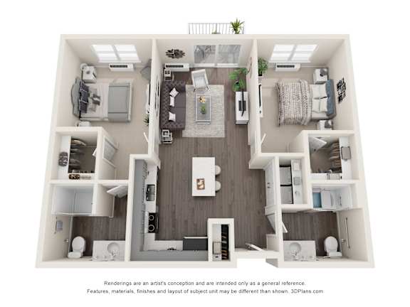 2 bedroom 2 bathroom F at Technology Park Apartments, Rochester, MN