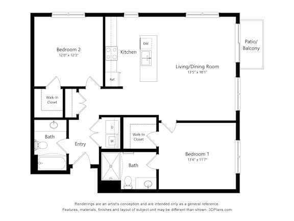 2 bedroom 2 bathroom N at Technology Park Apartments, Rochester, 55901