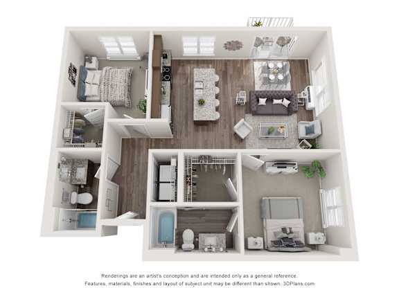 2 bedroom 2 bathroom H at Technology Park Apartments, Rochester, Minnesota