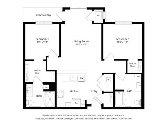 a floor plan of a residence with an open floor plan