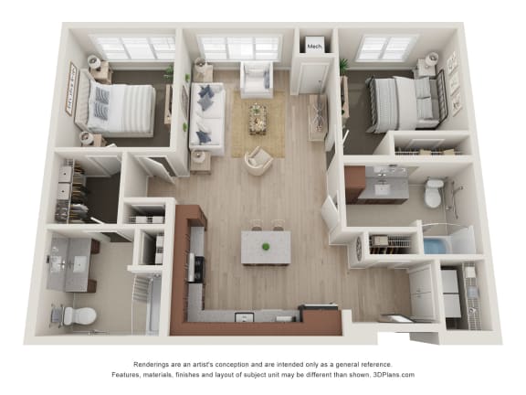 2 bed 2 bath Z at The Landing at Amber Fields Apartments, Rosemount, Minnesota