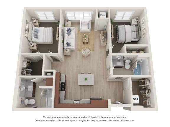 2 bed 2 bathroom B at The Landing at Amber Fields Apartments, Minnesota
