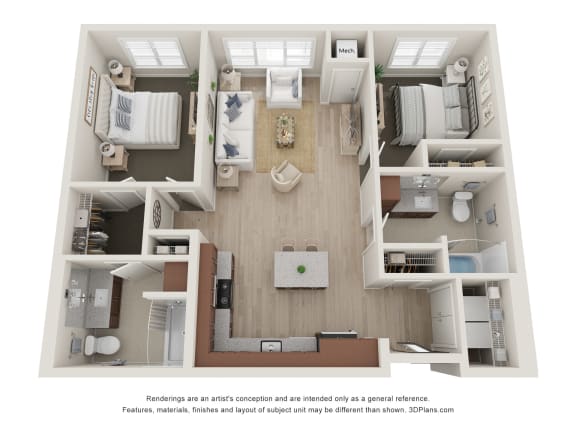 Floor Plan  2 bed 2 bath X at The Landing at Amber Fields Apartments, Rosemount, MN