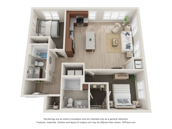 2 bed 2 bathroom C at The Landing at Amber Fields Apartments, Minnesota, 55068
