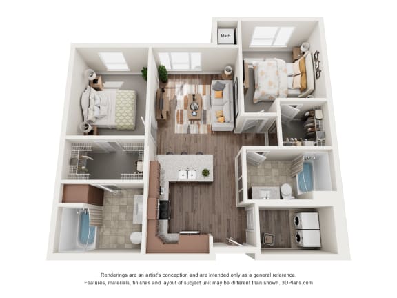 B1 Floor Plan at The Quill 55&#x2B; Apartments, Hastings, MN