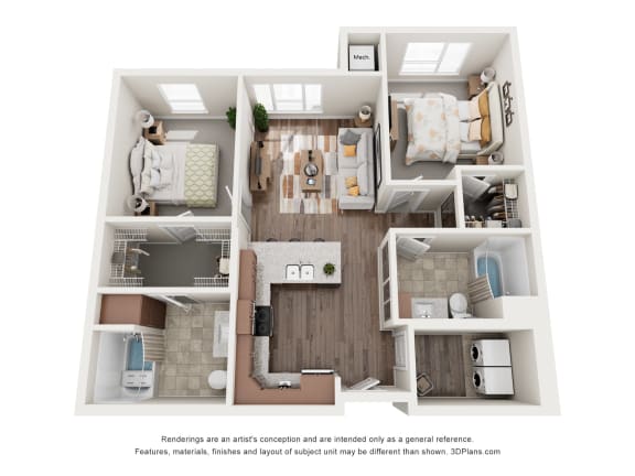 Floor Plan  B1H Floor Plan at The Quill 55&#x2B; Apartments, Hastings, Minnesota