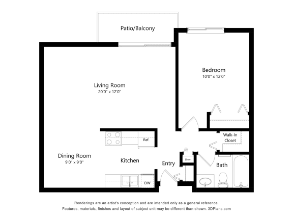 a floor plan of a house with a bedroom and a living room