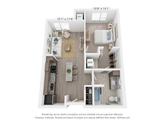 a 1 bedroom floor plan  villa vineyards apartments