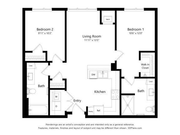a floor plan of a residence with an open floor plan