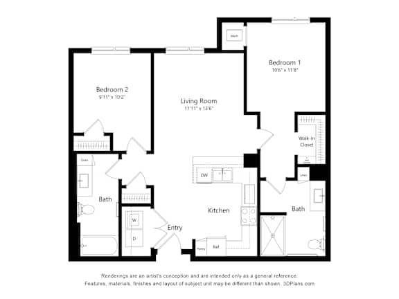 a floor plan of a bedroom floor plan with an open floor plan