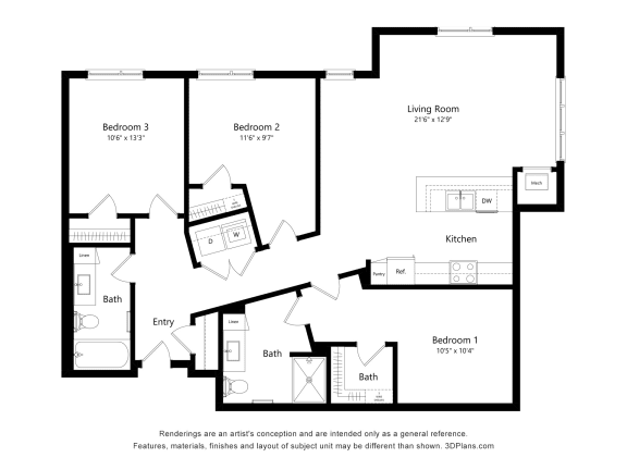 a floor plan of a residence with an open floor plan