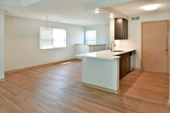 the pine open kitchen and separate dining room