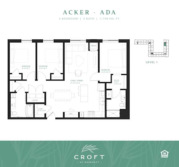 ACKER ADA Floor Plan at Croft at Rosecott, Rosemount, 55068