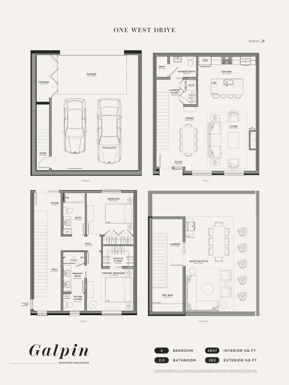 Floor Plan  2 bed 2.5 bath at One West Drive Apartments, Minnesota