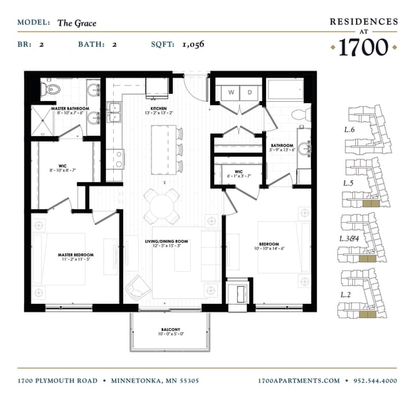 The Grace Floor plan at Residences at 1700, Minnetonka, 55305