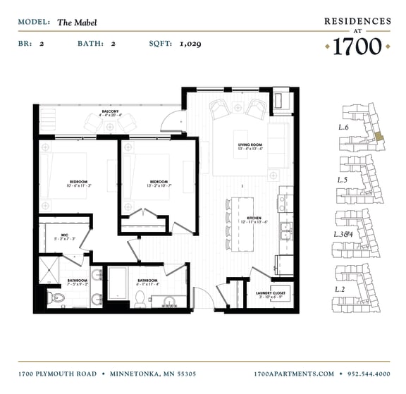 The Mabel Floor plan at Residences at 1700, Minnetonka