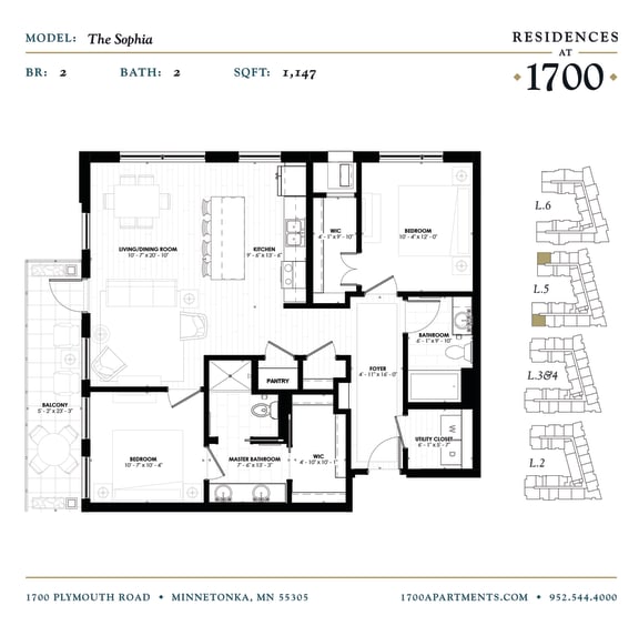 The Sophia Floor plan at Residences at 1700, Minnetonka, 55305