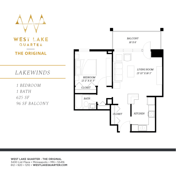 Lakewinds Floor Plan at The Original at West Lake Quarter, Minnesota, 55416