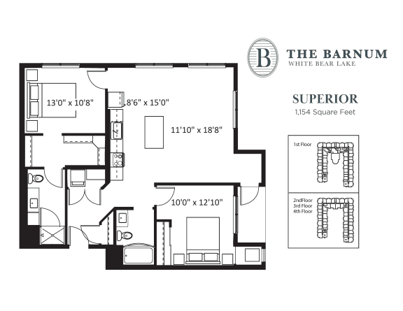 Superior Floor Plan Superior Floor Plan at The Barnum, White Bear Lake, Minnesota