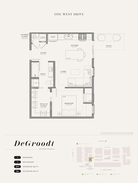 1 bed 1 bath D at One West Drive Apartments, Excelsior