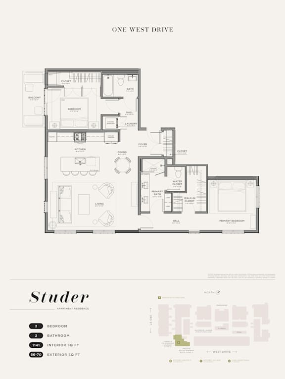 2 bed 2 bath D at One West Drive Apartments, Excelsior