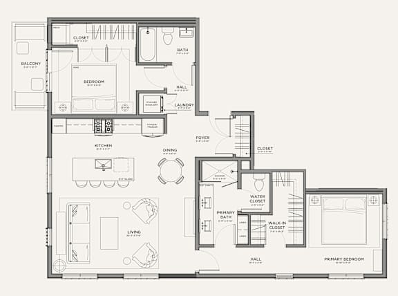 A black and white floor plan of a house with labeled rooms.