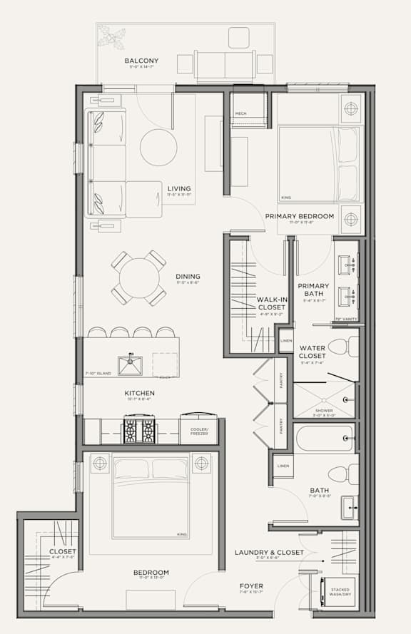 A black and white image of a floor plan for a home.