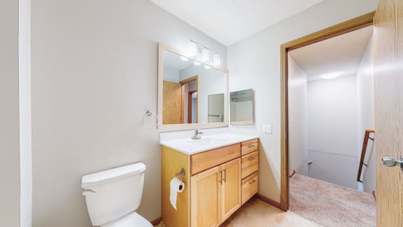 a bathroom with a toilet and a sink and a mirror