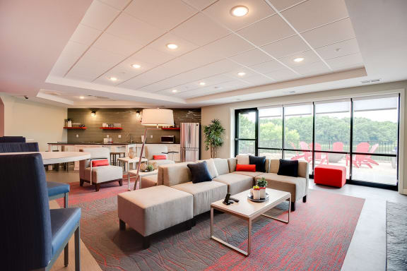 Clubhouse Lounge Area at Lake Jonathan Flats, Chaska, MN, 55318