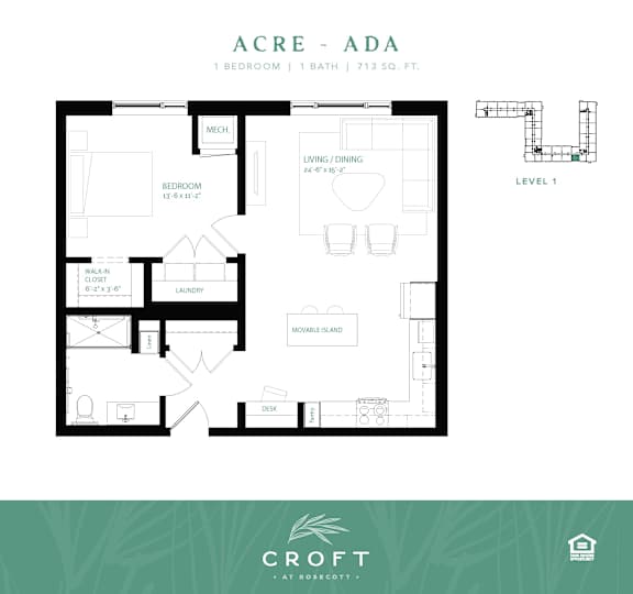 ACRE ADA Floor Plan at Croft at Rosecott, Rosemount, MN 55068