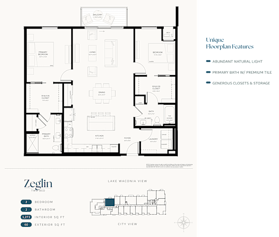 A floor plan for a home with a unique layout, featuring a primary bath with premium tile and abundant natural light.