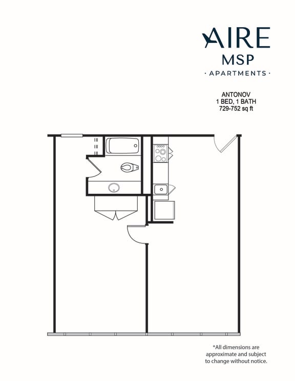 AireMSP_Antonov_1br-729-752sf floor plam at Aire MSP Apartments, Minnesota