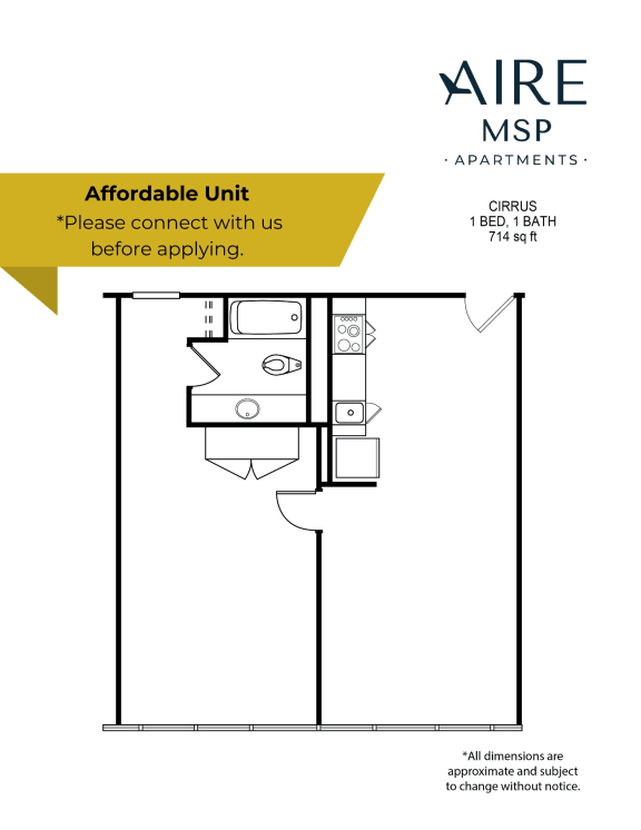 a floor plan of an apartment with a bedroom and a bathroom