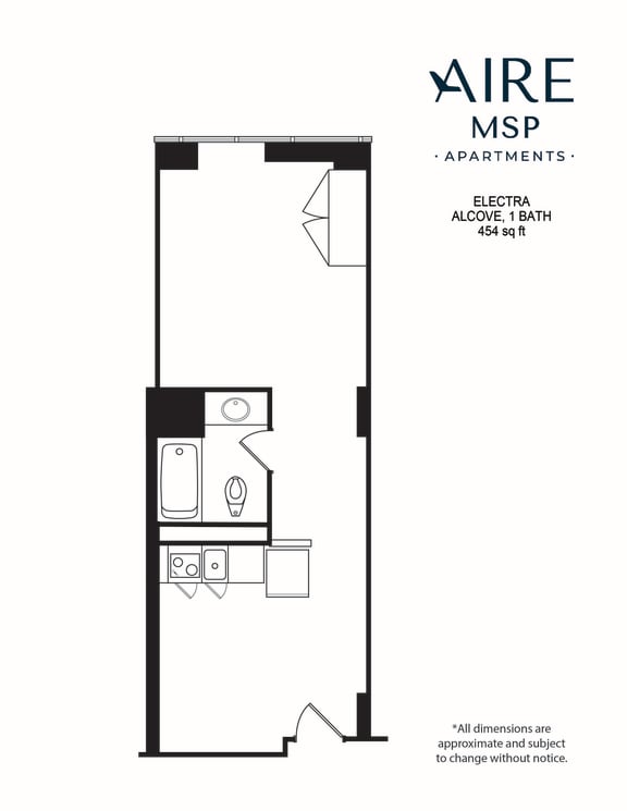 AireMSP_Electra_Alcove-454sf floor plan at Aire MSP Apartments, Minnesota, 55425