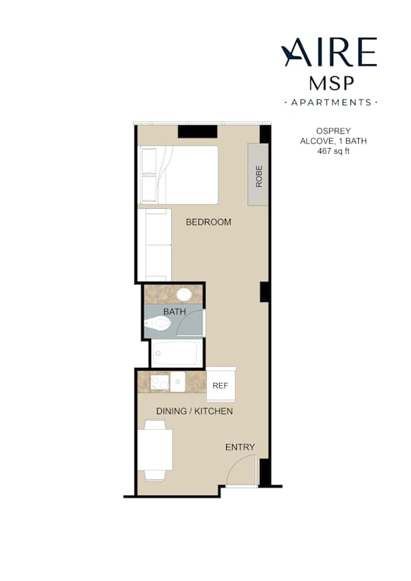 Floor Plan  Osprey Floor Plan at AIRE MSP Apartments, Bloomington, MN