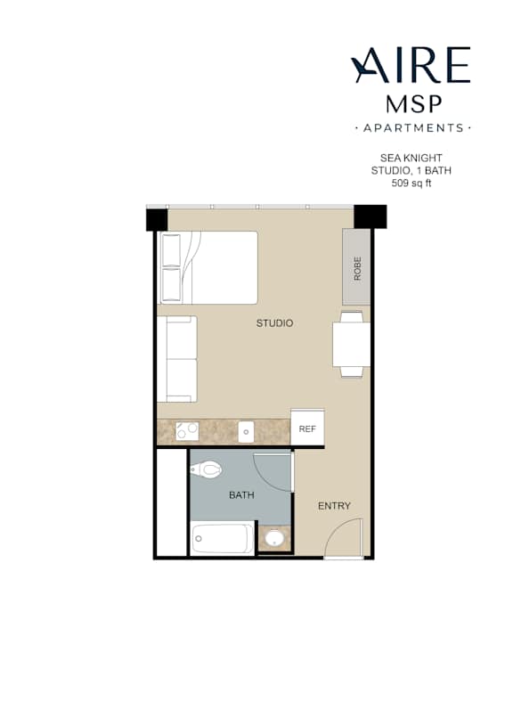 SeaKnight Floor Plan at AIRE MSP Apartments, Bloomington, MN