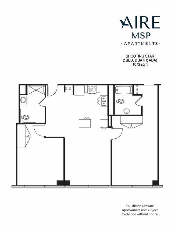 AireMSP_ShootingStar_2br-ADA-1072sf floor plan at Aire MSP Apartments, Bloomington, 55425