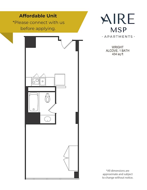 A floor plan for an apartment at Aire MSP Apartments.